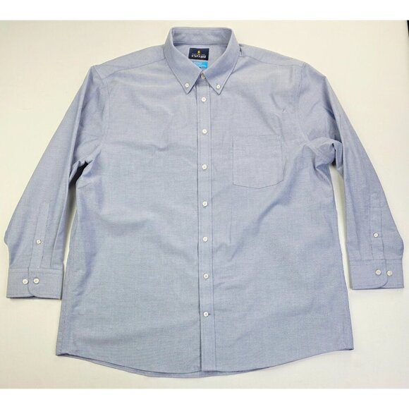 Stafford Regular Fit Size XL 17-17.5 32-33 Gray Coolmax Oxford Button Down Shirt - Picture 1 of 8